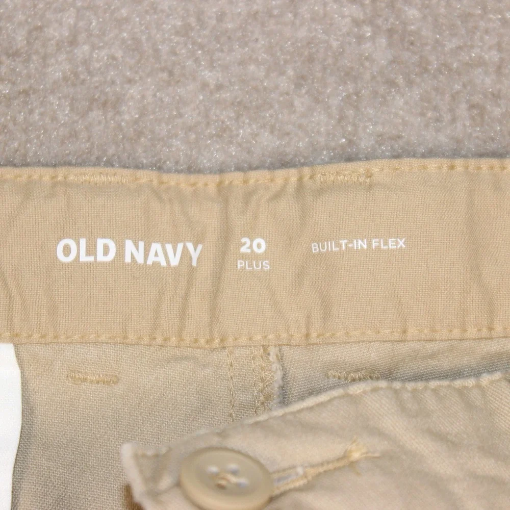 Old Navy Boys 20 Plus Khaki Chino Shorts Built-In Flex Tan Flat Front Chinos